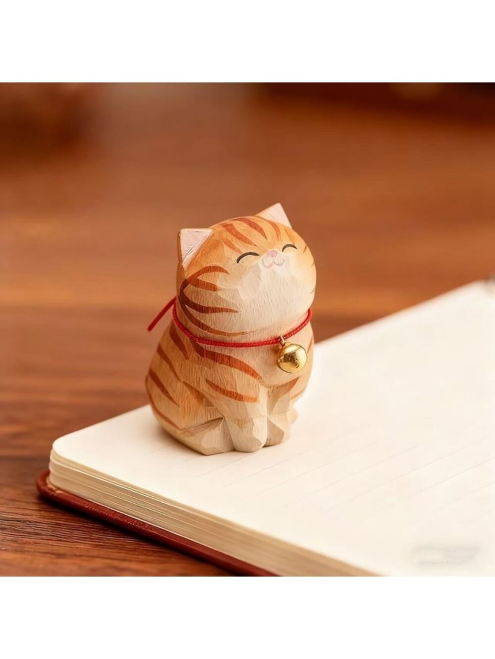 Handcrafted Orange Tabby Cat Figurine - Unique Ginger Striped Statue for Home